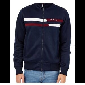 Ben Sherman Men’s Track Jacket Two Stripe Full Zip Athleisure Outdoor Navy Blue
